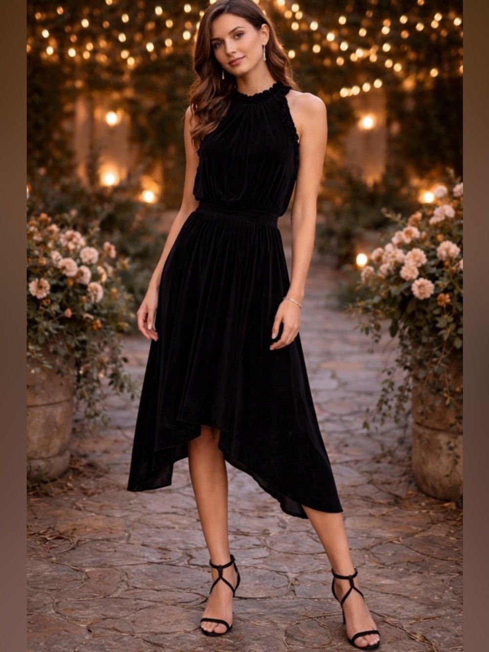 Shoshanna Asymmetric Velvet Midi Dress Size 10